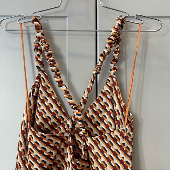 Eva Franco Abstract Crossback Slit Maxi Dress Small Boho MCM Coastal Cream - Picture 7 of 9